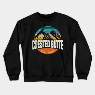 Retro Crested Butte Colorado Outdoors Mountain Graphic Crewneck Sweatshirt